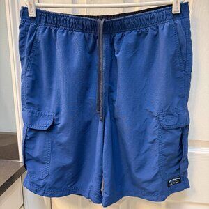 Vintage L.L. Bean Nylon Swim Shorts Mesh Brief Lining Beach Blue Size Large
